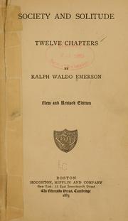 Cover of: Society and solitude by Ralph Waldo Emerson
