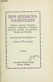 Cover of: Der Hodscha Nasreddin by gesammelt und herausgegeben von Albert Wesselski.