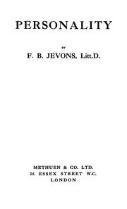 Cover of: Personality | F. B. Jevons