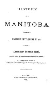 Cover of: History of Manitoba by Gunn, Donald