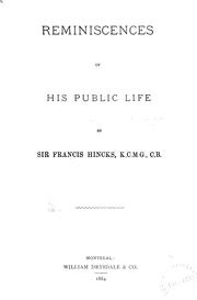 Cover of: Reminiscences of his public life by Francis Hincks