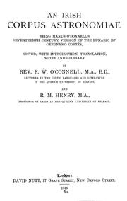 Cover of: An Irish corpus astronomiae: being Manus O'Donnell's seventeenth century version of the Lunario of Geronymo Cortès