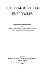 Cover of: The fragments of Empedocles by Empedocles
