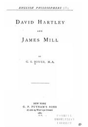 Cover of: David Hartley and James Mill