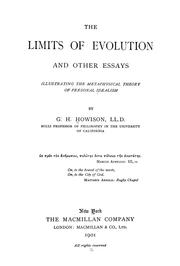 Cover of: The limits of evolution by George Holmes Howison