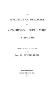 Cover of: The influence of Descartes on metaphysical speculation in England