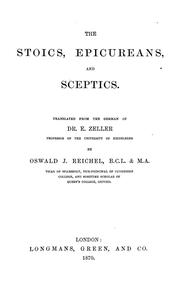 Cover of: The Stoics, Epicureans, and Sceptics. by Eduard Zeller