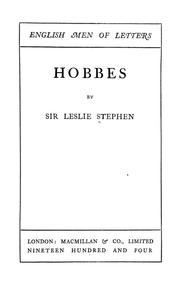 Cover of: Hobbes. by Sir Leslie Stephen