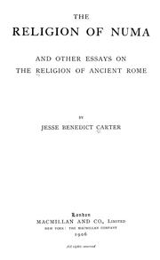 Cover of: The religion of Numa: and other essays on the religion of ancient Rome
