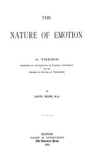 Cover of: The nature of emotion ... by David Irons