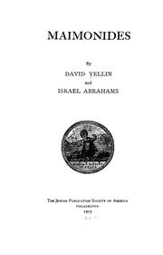 Cover of: Maimonides by David Yellin