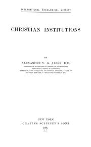 Cover of: Christian institutions.