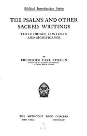 Cover of: The Psalms and other sacred writings: their origin, contents, and significance