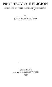 Cover of: Prophecy & religion by Skinner, John