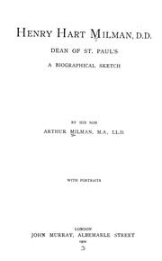 Cover of: Henry Hart Milman, D.D. by Arthur Milman