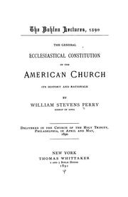 Cover of: general ecclesiastical constitution of the American Church: its history and rationale