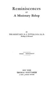 Cover of: Reminiscences of a missionary bishop