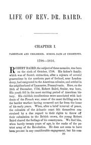 The life of the Rev. Robert Baird, D. D by Henry Martyn Baird