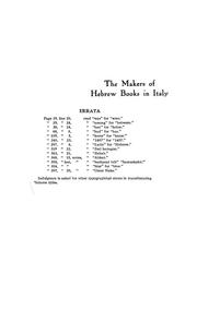 The makers of Hebrew books in Italy by David Werner Amram