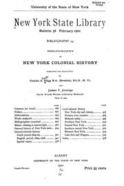 Cover of: Bibliography of New York colonial history