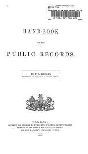 Cover of: Hand-book to the public records