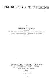 Cover of: Problems and persons | Wilfrid Philip Ward