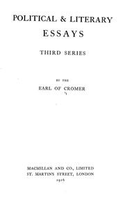Cover of: Political & literary essays. | Evelyn Baring Earl of Cromer