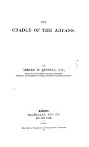 Cover of: The cradle of the Aryans.