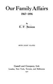 Our family affairs by E. F. Benson