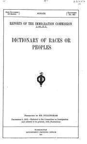 Dictionary of races or peoples by United States. Immigration Commission (1907-1910)