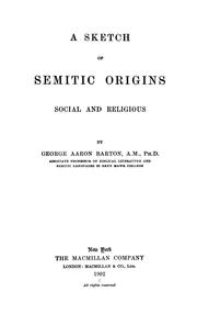 Cover of: sketch of Semitic origins: social and religious