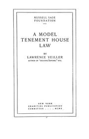 Cover of: A model tenement house law