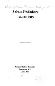 Cover of: Railway stockholders, June 30, 1915