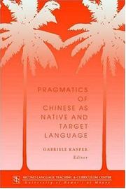 Cover of: Pragmatics Of Chinese As Native And Target Language (Technical Report, No 5)