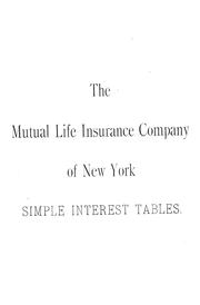 Cover of: Interest Tables Used by the Mutual Life Insurance Company of New York