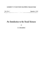 Cover of: Introduction to the social sciences: a textbook outline