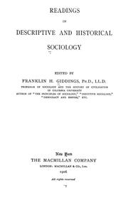 Cover of: Readings in descriptive and historical sociology by Franklin Henry Giddings, Franklin Henry Giddings