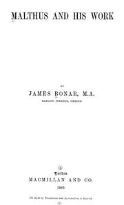 Cover of: Malthus and his work by James Bonar