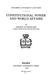 Cover of: Constitutional power and world affairs.