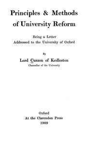 Cover of: Principles & methods of university reform: being a letter addressed to the University of Oxford