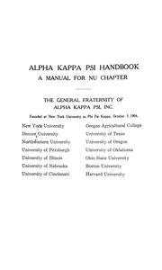 Alpha Kappa Psi handbook by Ralph Lester Power
