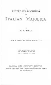 Cover of: A history and description of Italian majolica
