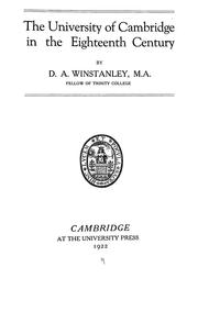 Cover of: The University of Cambridge in the eighteenth century