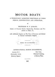 Cover of: Motor boats: a thoroughly scientific discussion of their design, construction and operation