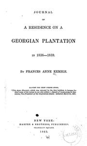 Cover of: Journal of a residence on a Georgian plantation in 1838-1839.