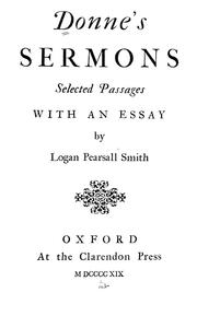 Cover of: Donne's sermons by John Donne