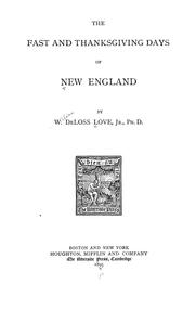 Cover of: The fast and thanksgiving days of New England