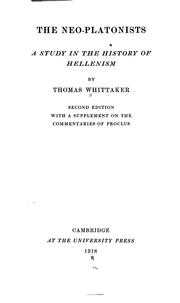 Cover of: The Neo-Platonists by Thomas Whittaker