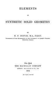 Elements of synthetic solid geometry by Nathan Fellowes Dupuis