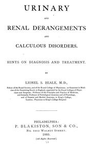 Cover of: Urinary and Renal Derangements and Calculous Disorders: Hints on Diagnosis and Treatment